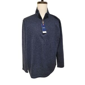 IZOD Mens Blue Fleece Lined 1/4 Zip Pullover Sweatshirt Sz XL Golf/Cycle/Walk